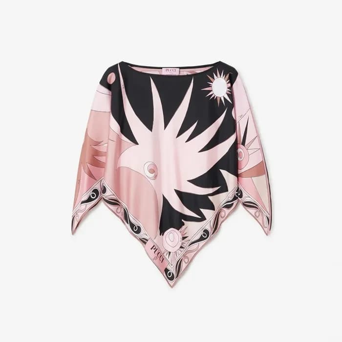 푸치 여성 비대칭 프린트 실크 트윌 탑 - Pucci Womens Asymmetric Pr… - 1
