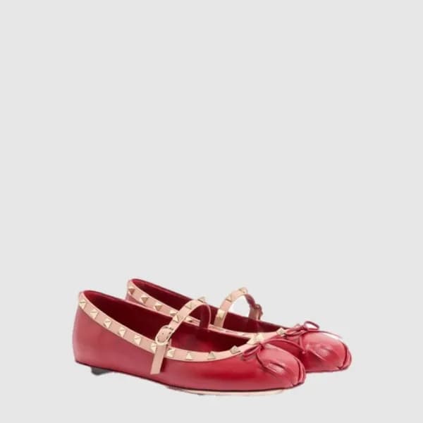 발렌티노 여성 락스터드 발레리나 - Valentino Womens Rockstud Ballerinas - vas14837x - 1