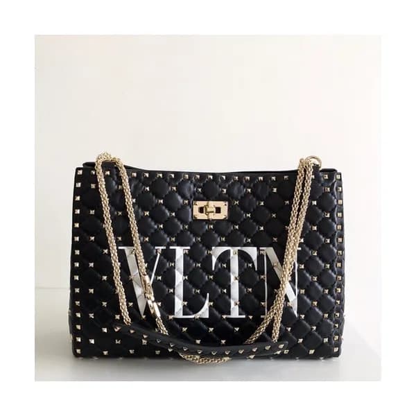Valentino 2019 Leather Rockstud Chain Shoudler Bag… - 1