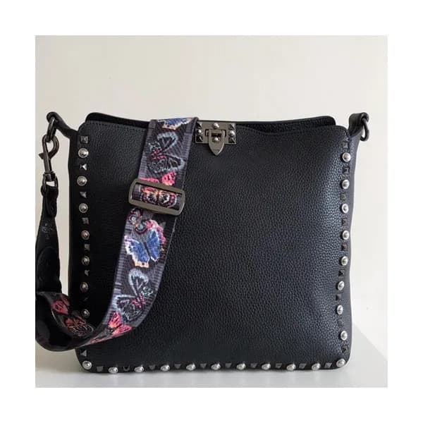 Valentino 2019 Leather Rockstud Shoudler Bag,30CM … - 1