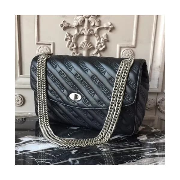 Balenciaga 2019 Lock Round Leather Chain Shoulder … - 1
