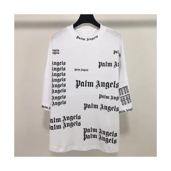 Palm Angels 2019 Mens Neck Logo Cotton Short Sleev… - 1