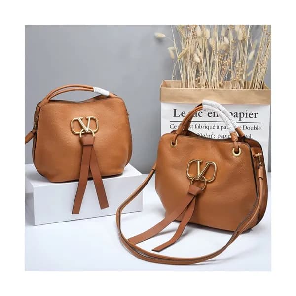 Valentino 2019 V-ring Leather Tote Shoudler Bag,26… - 1