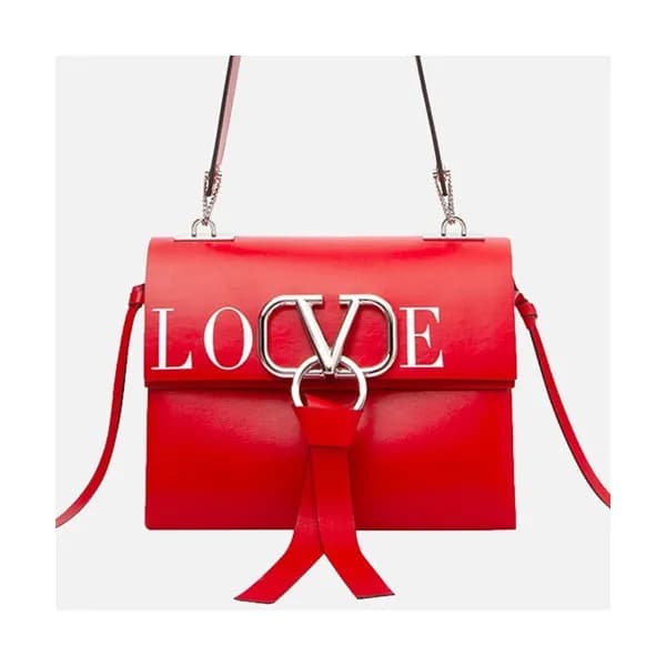 Valentino 2019 V-ring Leather Shoudler Bag,24CM - … - 1
