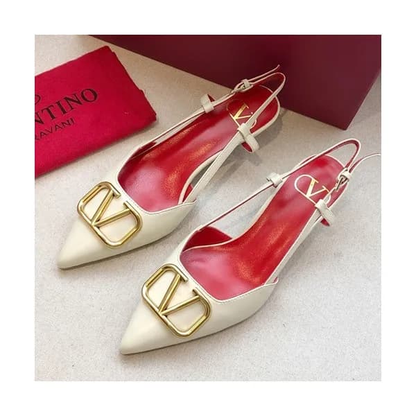Valentino 2019 Ladies Leather Middle Heel Slingbac… - 1