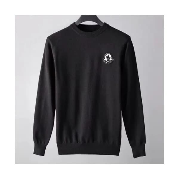 Moncler 2019 Mens Retro Logo Crew-neck Wool Sweate… - 1
