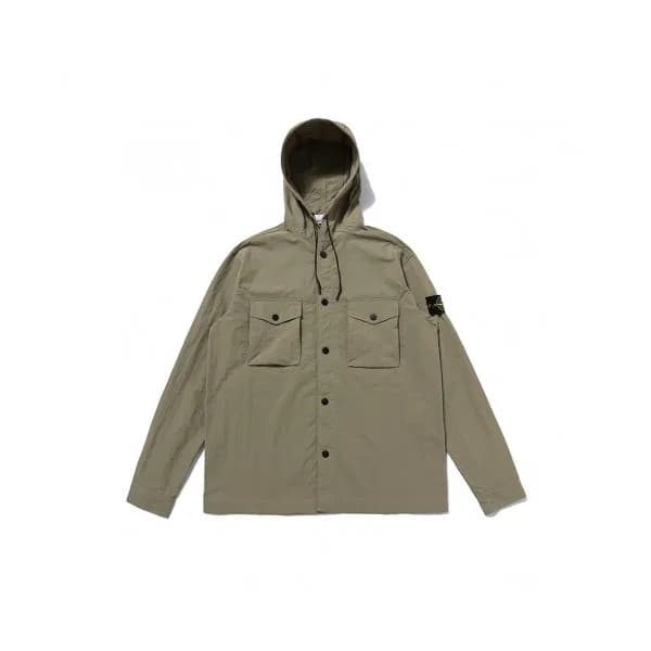 Stone Island Mens Logo Cotton Hoodie Khaki - 스톤아… - 1
