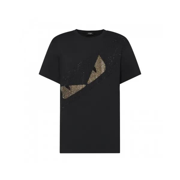 Fendi Mens Logo Casual Short Sleeved Tshirts Blac… - 1
