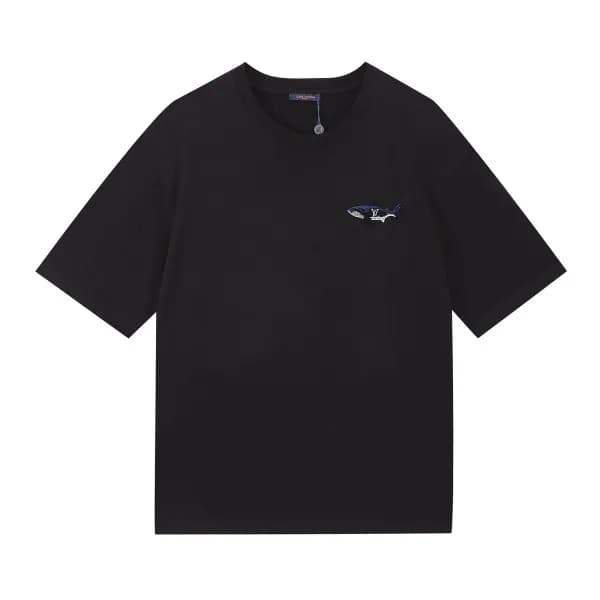 루이비통 남자 크루넥 블랙 반팔티 - Unisex Black Tshirts - lou039… - 1