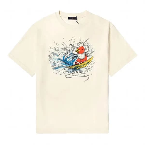 루이비통 남성 아이보리 크루넥 반팔티 - Mens Ivory Tshirts - lou041… - 1