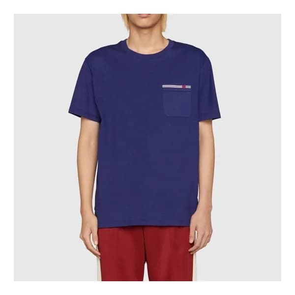 구찌 남성 크루넥 블루 반팔티 - Mens Blue Tshirts - guc04712x - 1