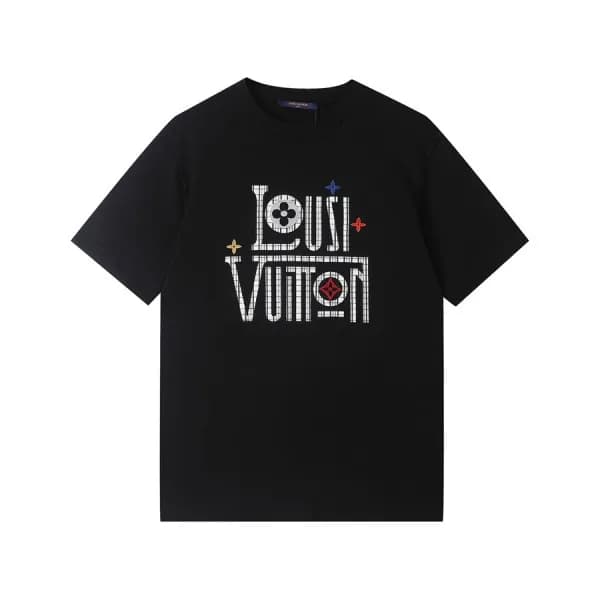 루이비통 남성 블랙 크루넥 반팔티 - Mens Black Tshirts - lou04191… - 1