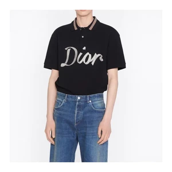 디올 남성 블랙 폴로 반팔티 - Mens Black Tshirts - dio01793x - 1