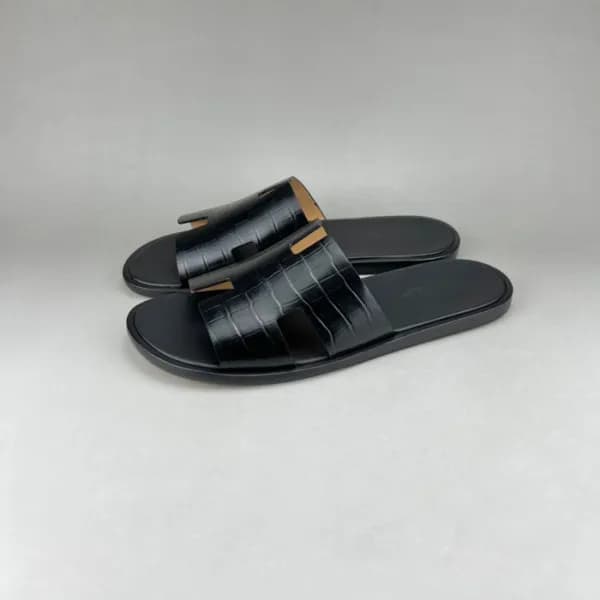 에르메스 남성 블랙 이지미르 - Mens Black Slippers - her0826x - 1