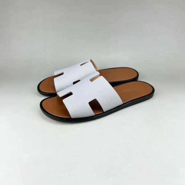 에르메스 남성 화이트 이지미르 - Mens White Slippers - her0835x - 1