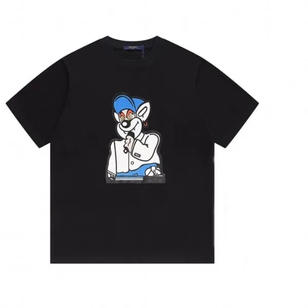 루이비통 남성 블랙 크루넥 반팔티 - Mens Black Tshirts - lou05102… - 1