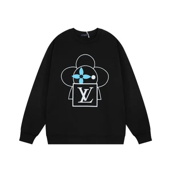 루이비통 남성 모던 블랙 맨투맨 - Louis vuitton Mens Black Tshir… - 1