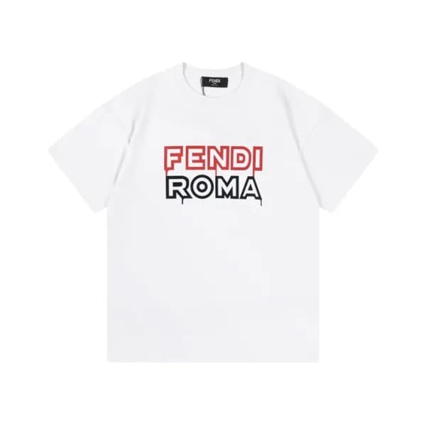 펜디 남성 화이트 크루넥 반팔티 - Fendi Mens White Short sleeved… - 1