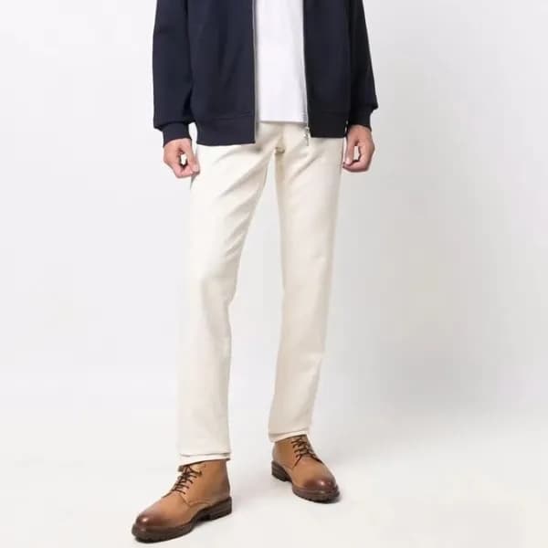 브루넬로쿠치넬리 남성 화이트 팬츠 - Brunello Cucinelli Mens White… - 1