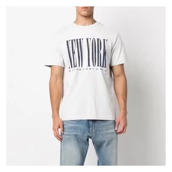 알렉산더왕 남성 이니셜 그레이 반팔티 - Alexander wang Mens Gray Sh… - 1
