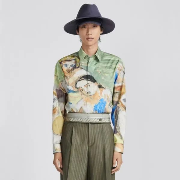 디올 남성 클래식 그린 셔츠 - Dior Mens Green Tshirts - di336x - 1