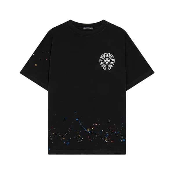 크롬하츠 남성 블랙 크루넥 반팔티 - Chrom Hearts Mens Black Short… - 1