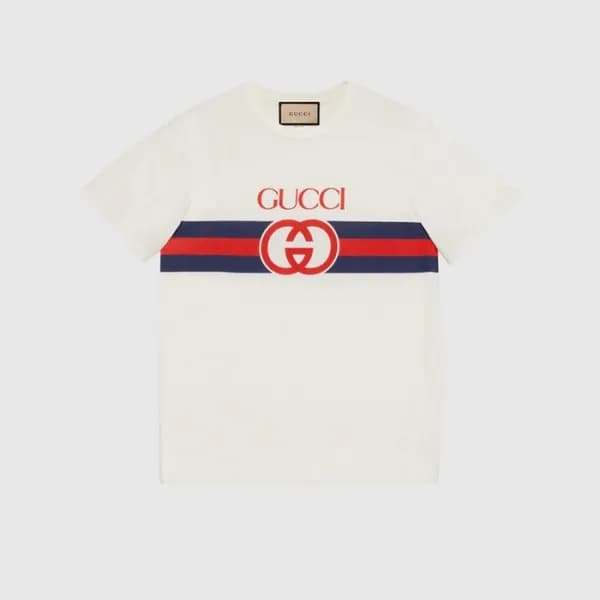 구찌 남/녀 아이보리 크루넥 반팔티 - Gucci Unisex Ivory Short sle… - 1