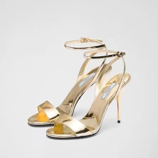 프라다 여성 로고 골드 샌들 - Prada Womens Gold Sandals - pr51… - 1