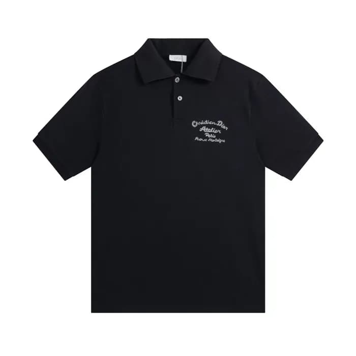 디올 남성 블랙 폴로 반팔티 - Dior Mens Black Short Polo Tshir… - 1