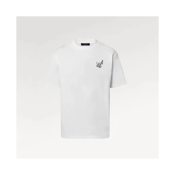루이비통 남성 크루넥 화이트 반팔티 - Louis vuitton Mens White Sho… - 1