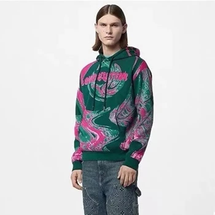 루이비통 남성 그린 후드티 - Louis vuitton Mens Green Hoodie -… - 1
