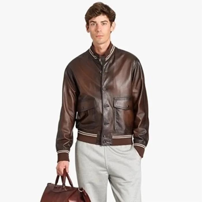 벨루티 남성 브라운 가죽 자켓 - Berluti Mens Brown Leather Jack… - 1