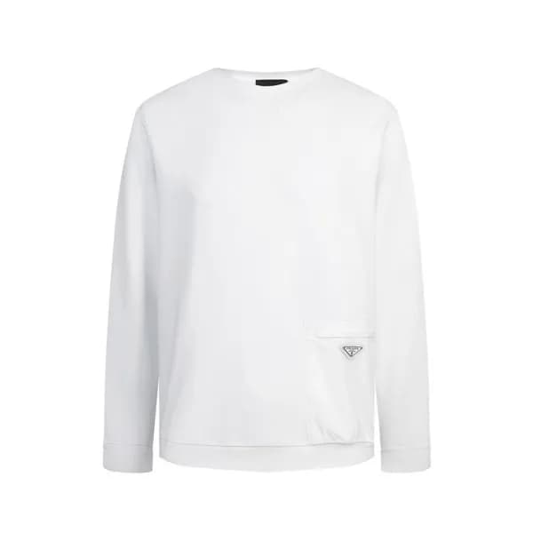프라다 남성 크루넥 화이트 맨투맨 - Prada Mens White Tshirts - pr… - 1