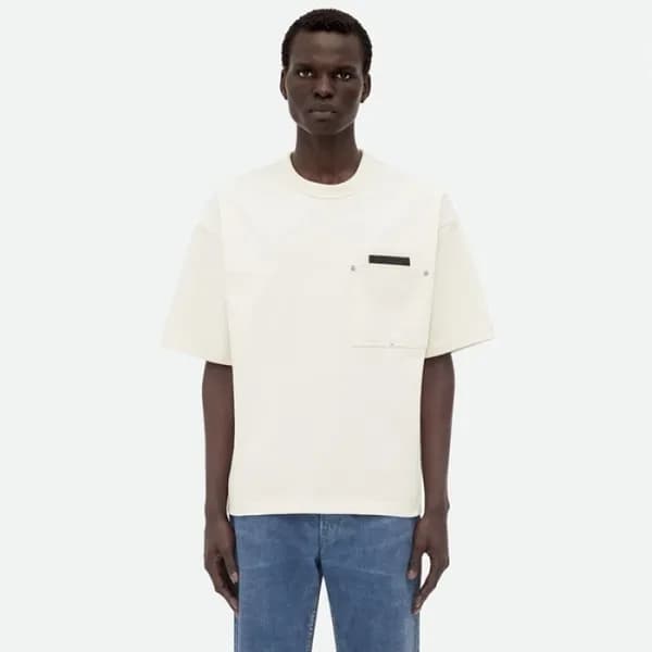 보테가베네타 남성 아이보리 반팔티 - Bottega veneta Mens Ivory Tsh… - 1