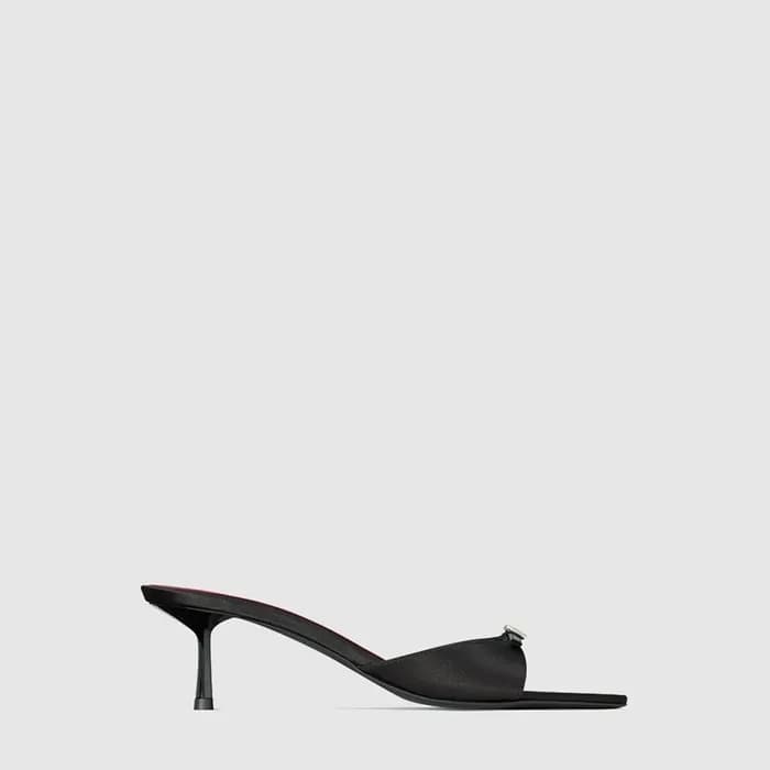 입생로랑 여성 새틴 크레이프 Daisy 뮬 - Saint Laurent Womens Sat… - 1