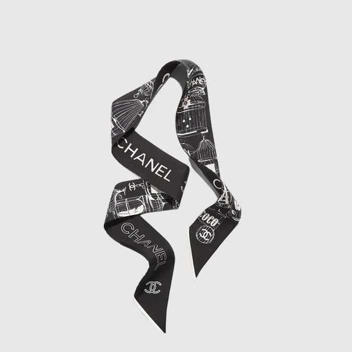 샤넬 여성 버드케이지 프린트 실크 트윌리 - Chanel Womens Birdcage Pr… - 1