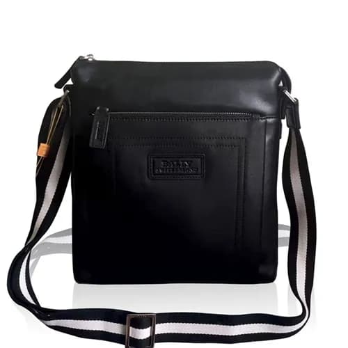 [발리] 블랙 수입가죽 남성용 크로스백 - ba0007b Bally Black Leathe… - 1