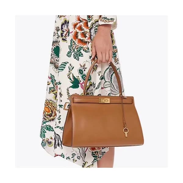 Tory Burch Lee Radziwill Satchel Leather Brown Tot… - 1