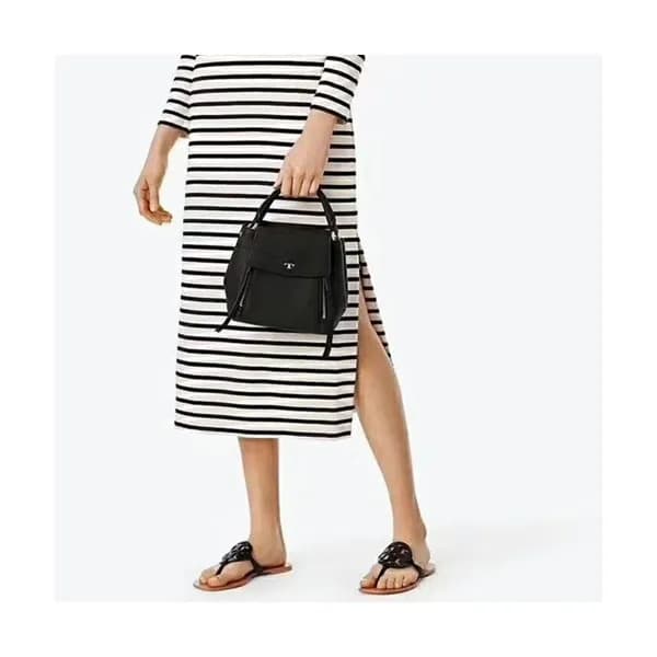 Tory Burch Leather Half-moom Black Tote Shoulder B… - 1
