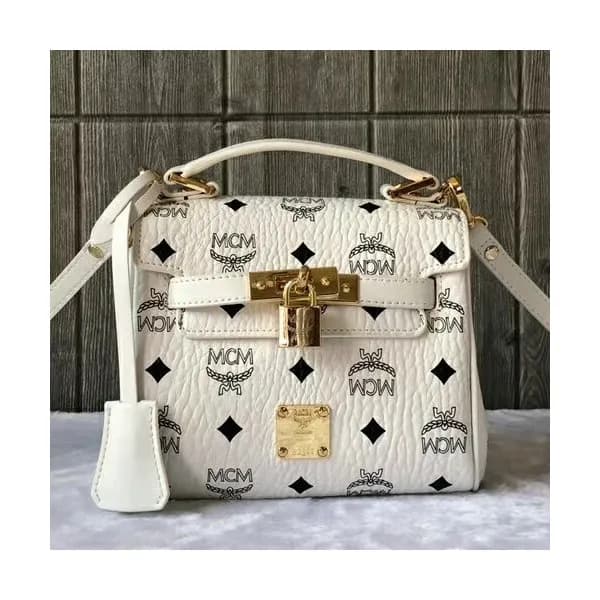 MCM Visetos Leather Tote Shoulder Bag,18.5cm - 엠씨엠… - 1