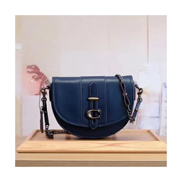 Coach Leather Saddle Shoulder Bag,20cm - 코치 레더 새들 … - 1