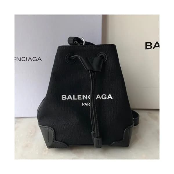 Balenciaga 2019 Canvas & Leather Bucket Shoulder C… - 1