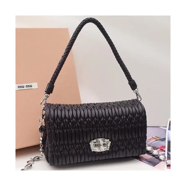 MiuMiu 2019 Matelasse Crystal Tote Shoulder Cross … - 1