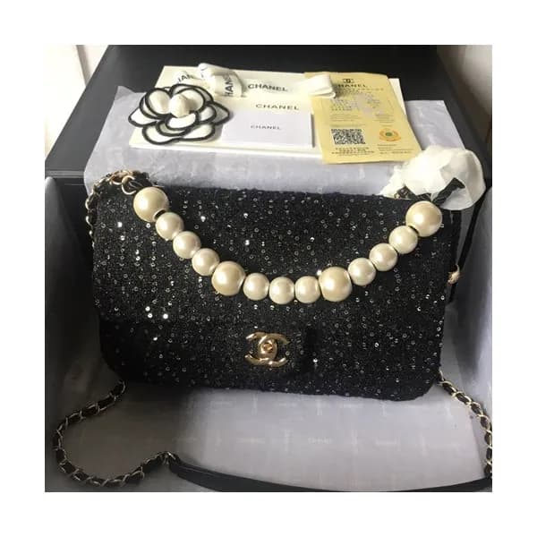 Chanel 2019 Wool Chain Shoulder Cross Bag ,25CM -… - 1