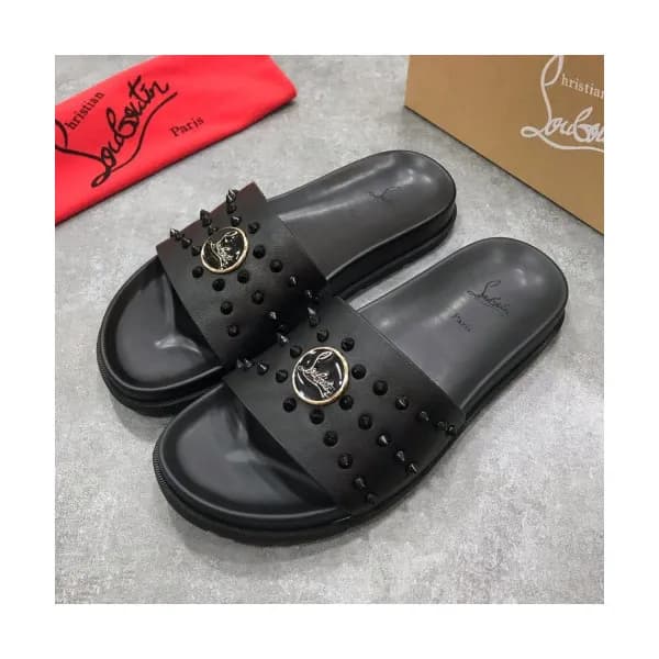 Christian Louboutin 2019 Mens Stud Logo Leather Sl… - 1