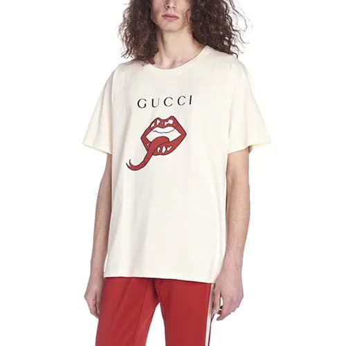 GUCCI 2019 Mens Logo Cotton Short Sleeved Tshirt -… - 1