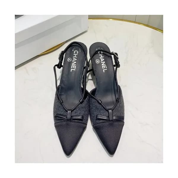 Chanel 2019 Ladies Leather Middle Heel Sling Back … - 1