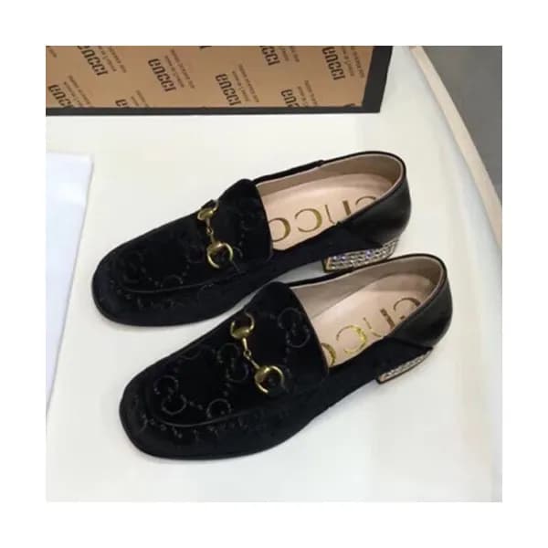 Gucci 2019 Ladies Middle-heel Velvet Loafer - 구찌 2… - 1