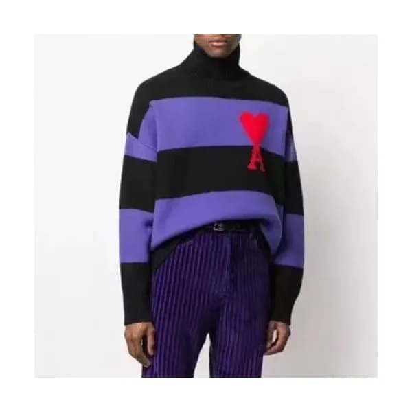[아미]Ami 2020 Mens Logo Casual Turtle-neck Sweaters… - 1