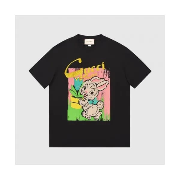 Gucci Mm/Wm Logo Short Sleeved Tshirts Black - 구찌… - 1